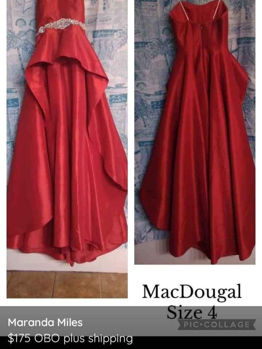 MacDougal Red Straples Peplum Gown